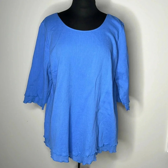 Soft Surroundings Tops - Soft Surroundings Women Gauzy Blue Tiered Blouse Size XL